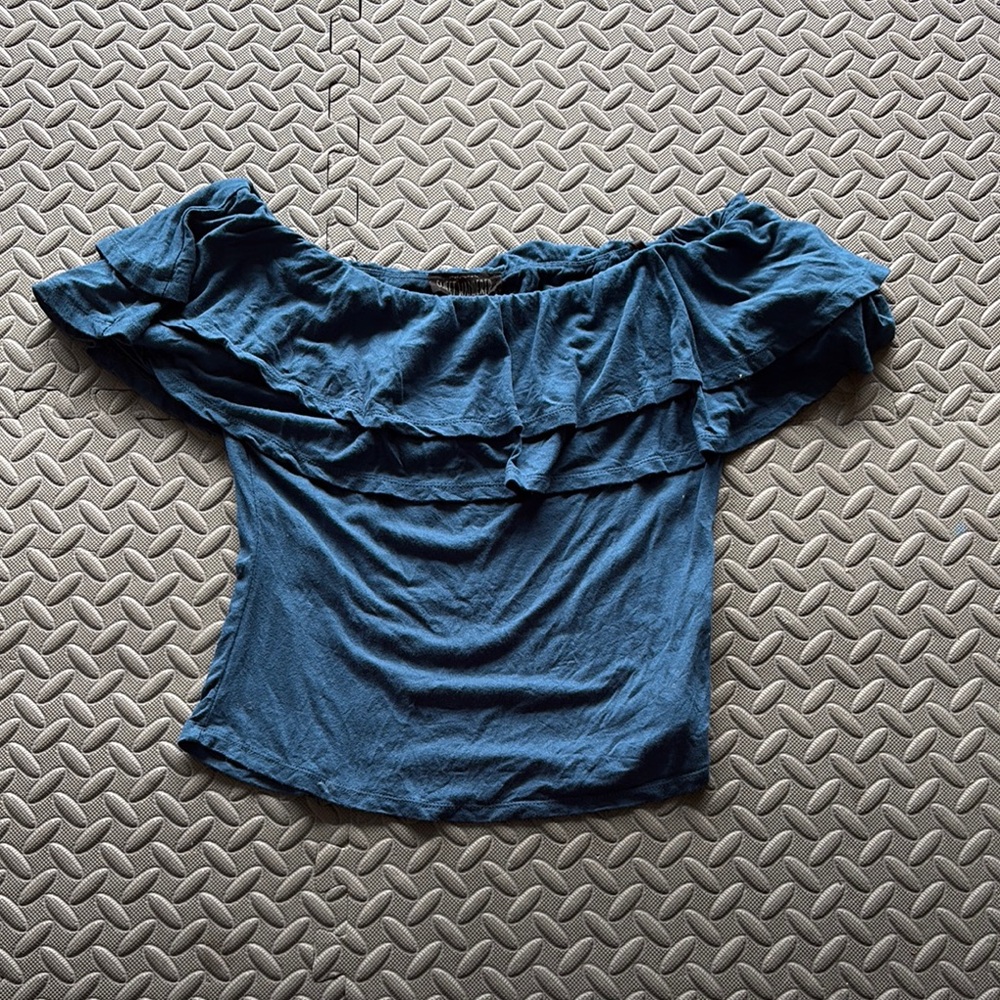 Women's Off-Shoulder Blue Crop Top